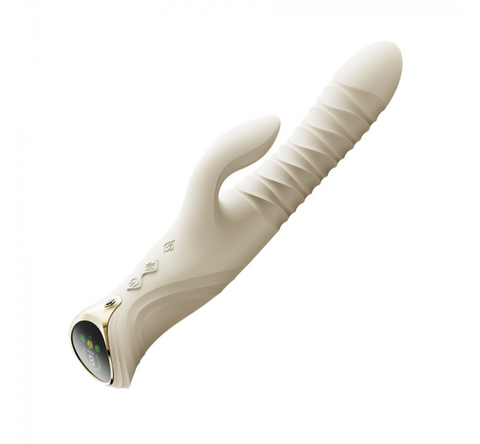 Смарт пульсатор-кролик з вібрацією Zalo Mose 2 Ivory White, підігрів до 42 °C, кристал Swarovski
