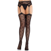 Колготки-чулки Leg Avenue Heart Garterbelt Stockings One Size Black