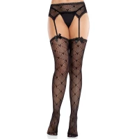 Колготки-панчохи Leg Avenue Heart Garterbelt Stockings One Size Black — Переглянути зображення 5