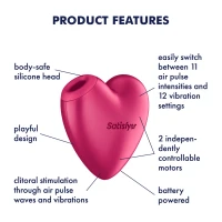 Вакуумний стимулятор-серце з вібрацією Satisfyer Cutie Heart Battery Series — Просмотреть изображение 5