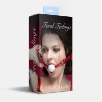 Кляп силіконовий Feral Feelings Silicon Ball Gag Red/White, червоний ремінець, біла кулька — Просмотреть изображение 3