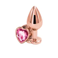 Анальна пробка NS Novelties Rear Assets - Rose Gold Heart - Medium - Pink — Переглянути зображення 1