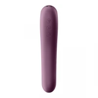Вакуумний стимулятор з вібрацією Satisfyer Dual Kiss Wine Red — Переглянути зображення 4