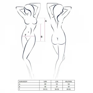 Боді монокіні під латекс Passion JEAN BODY XXL/XXXL, black