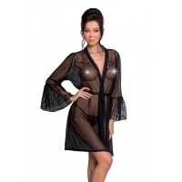 Повітряний пеньюар Passion LOVELIA PEIGNOIR S/M, black — Переглянути зображення 1