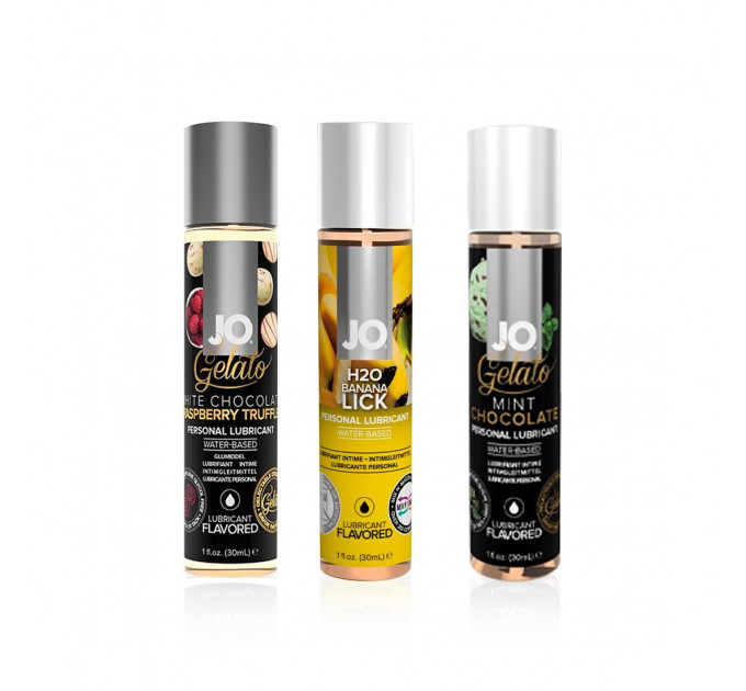 Набір «Банановий десерт», 3 смакові змазки System JO, яйце-мастурбатор Tenga, кубики System JO