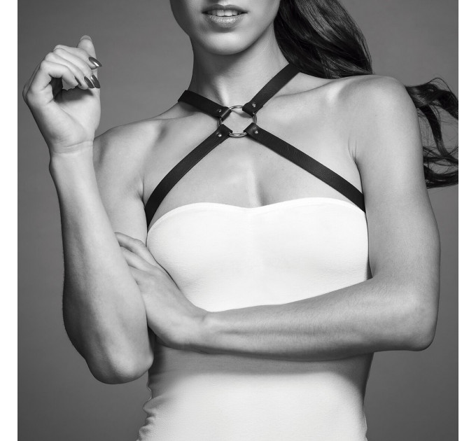 Портупея из экокожи Bijoux Indiscrets MAZE — Cross Chest Harness Black