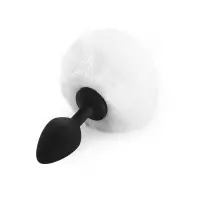 Силіконова анальна пробка М Art of Sex - Silicone Butt plug Rabbit Tail White, діаметр 3,5 см — Переглянути зображення 1