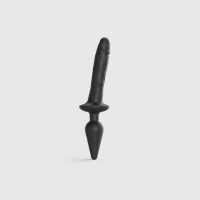 Анальна пробка з дилдо 2в1 Strap-On-Me SWITCH PLUG-IN REALISTIC DILDO Black L, діаметр 4,5/3,4 см — Переглянути зображення 1