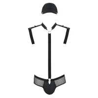 Комплект еротичної чоловічої білизни Passion 038 JOHN XXL/XXXL Black, боді, кепка — Переглянути зображення 3
