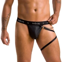 Чоловічі трусики танга з підв’язкою Passion 058 THONG BILL S/M Black — Переглянути зображення 1