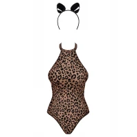 Еротичний костюм леопарда Obsessive Leocatia teddy XXL, боді, обруч з вушками — Переглянути зображення 8