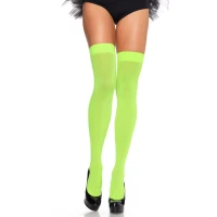 Щільні неонові панчохи Leg Avenue Nylon Thigh Highs Neon Green, One Size — Переглянути зображення 1