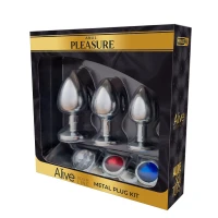 Набір металевих анальних пробок Alive Metal Plug Kit, діаметр 3,2 см / 3,5 см / 4,1 см — Переглянути зображення 1