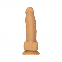 Фалоімітатор ADDICTION Dual Density Silicone Dildo Caramel 8″, присоска, діаметр 4,3 см, віброкуля — Переглянути зображення 1