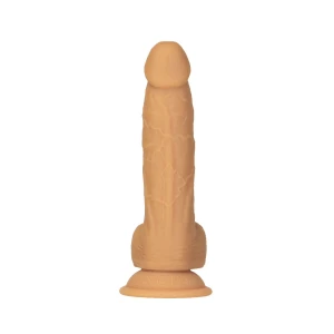 Фалоімітатор ADDICTION Dual Density Silicone Dildo Caramel 8″, присоска, діаметр 4,3 см, віброкуля