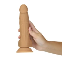 Фалоімітатор ADDICTION Dual Density Silicone Dildo Caramel 8″, присоска, діаметр 4,3 см, віброкуля — Переглянути зображення 8