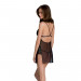Сорочка Passion DELIENA CHEMISE L/XL black, стрінги із заниженою талією