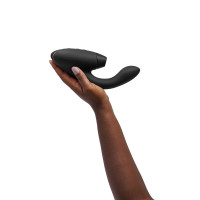 Подвійний вакуумний кліторальний стимулятор з вібрацією Womanizer Duo 2 - Black, незалежні мотори