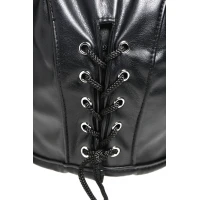 Маска з рогами Master Series: Dungeon Demon Bondage Mask with Horns, чорна — Переглянути зображення 10