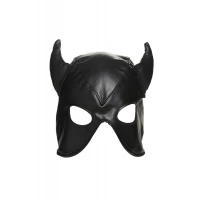 Маска з рогами Master Series: Dungeon Demon Bondage Mask with Horns, чорна — Переглянути зображення 2