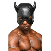 Маска з рогами Master Series: Dungeon Demon Bondage Mask with Horns, чорна — Переглянути зображення 18