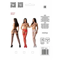 Еротичні колготки-бодістокінг з ажурним поясом Passion S027 One Size, red, відкритий доступ — Переглянути зображення 8