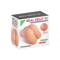 Мастурбатор-полуторс с вибрацией Real Body Real Kelly, вагина и анус, 24х17,5 см