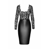 Сукня Noir Handmade F295 Euphoria, 3XL, black, мереживо, глибоке декольте, спідниця міді під латекс — Переглянути зображення 4