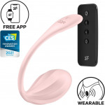 Смарт-віброяйце Satisfyer Ribbed Petal Connect App Rose, керування зі смартфона, пульт ДК