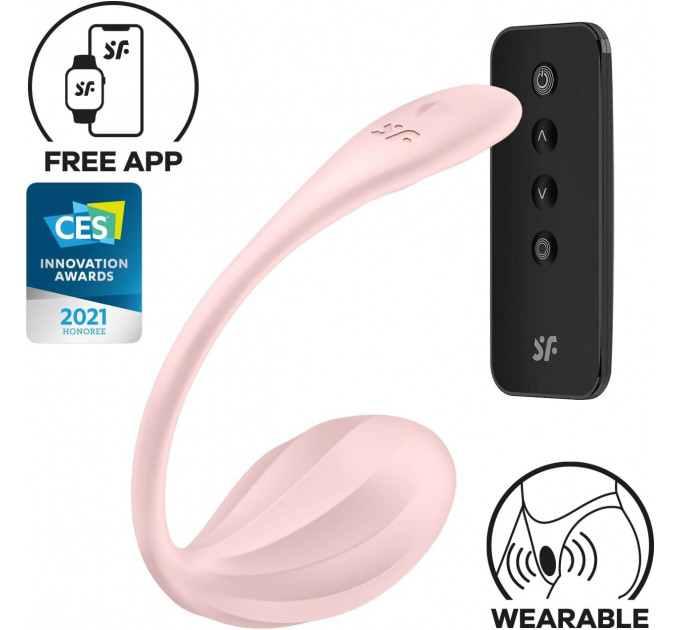 Смарт-віброяйце Satisfyer Ribbed Petal Connect App Rose, керування зі смартфона, пульт ДК