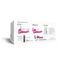 Безремінний страпон з вібрацією Strap-On-Me Vibrating Fuchsia L, діаметр 3,7см, пульт ДК, регульований — Переглянути зображення 7