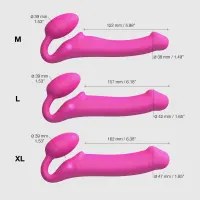 Безремінний страпон з вібрацією Strap-On-Me Vibrating Fuchsia L, діаметр 3,7см, пульт ДК, регульований — Переглянути зображення 5