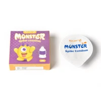 Насадка на член Recare Yellow Monster Spike Condom (презерватив з рядами пухирців та шипів) — Переглянути зображення 4