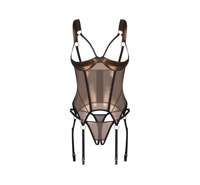 Корсет Obsessive Soranna cupless corset & crotchless thong S/M