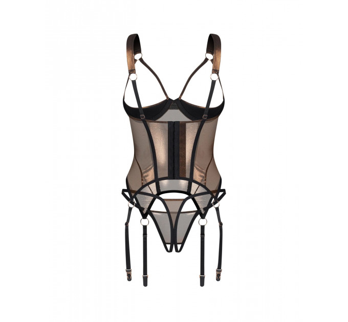 Корсет Obsessive Soranna cupless corset & crotchless thong S/M