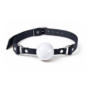 Кляп силіконовий Feral Feelings Silicon Ball Gag Black/White, чорний ремінець, біла кулька