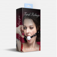 Кляп силіконовий Feral Feelings Silicon Ball Gag Black/White, чорний ремінець, біла кулька — Переглянути зображення 3