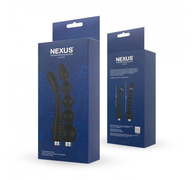 Набір анальних насадок для душу Nexus Advanced Shower Douche Duo Kit – Black, 2 шт (м'ята упаковка!!!)