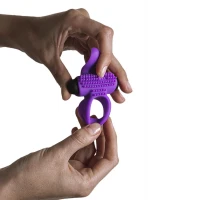Ерекційне віброкільце Adrien Lastic Bullet Lastic Ring з язичком і щіточкою для стимуляції клітора — Переглянути зображення 4