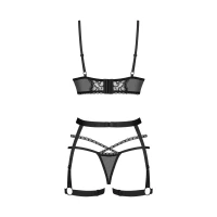 Комплект Obsessive Blomentis 3-pcs set, XL/2XL, м’який ліф, стрінги зі стрепами, пояс із гартерами — Просмотреть изображение 4