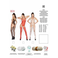 Бодістокінг Passion BS034 red, комбінезон, імітація боді і панчіх — Переглянути зображення 5