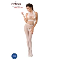 Бодістокінг Passion BS048 white, комбінезон, імітація колгот та відкритого топа — Просмотреть изображение 2
