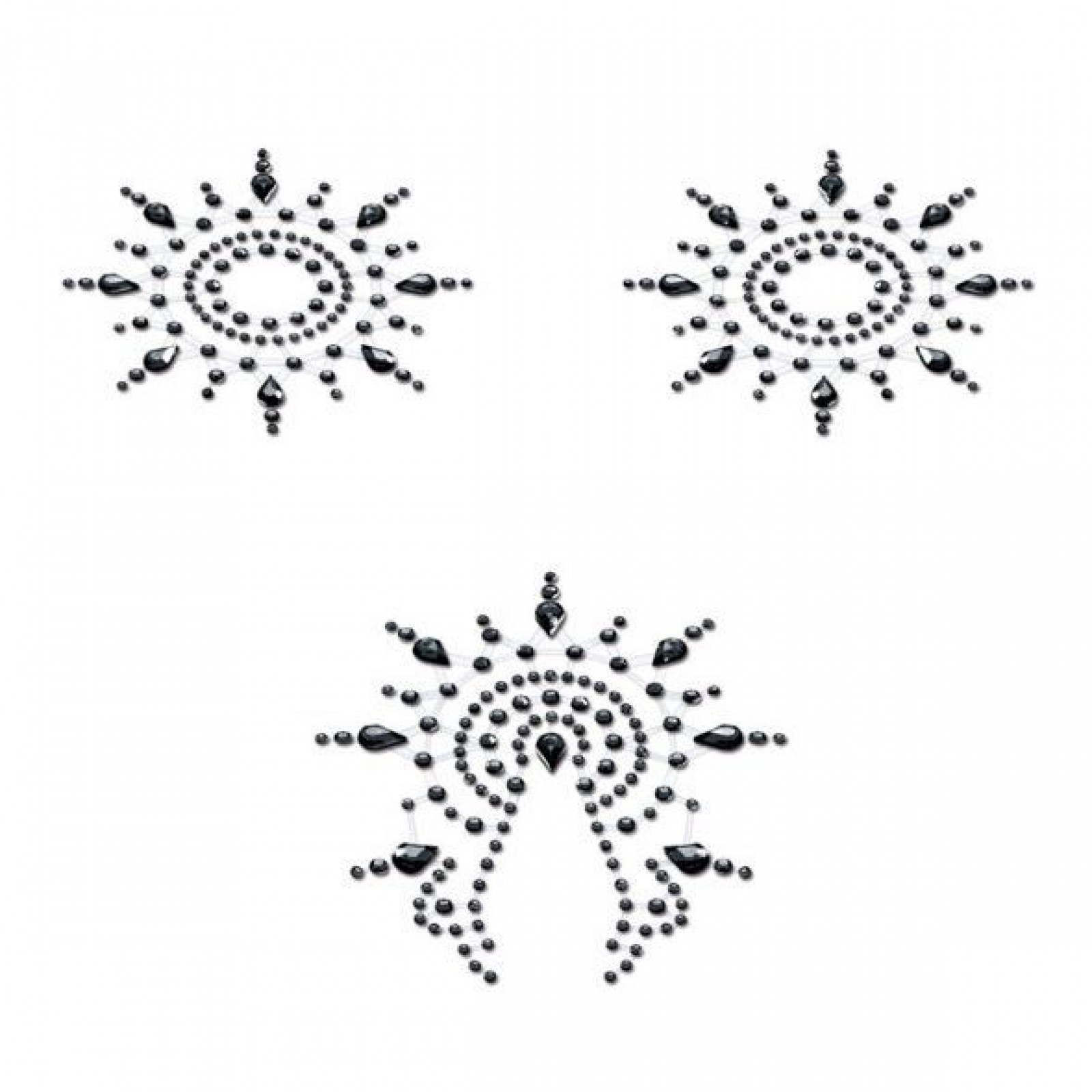 Пэстис из кристаллов Petits Joujoux Gloria set of 3 - Black, украшение на грудь и вульву