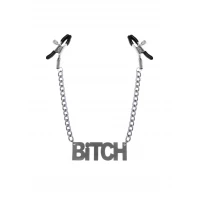 Затискачі для сосків Bitch, Feral Feelings - Nipple clamps Bitch, срібло/чорний — Просмотреть изображение 1