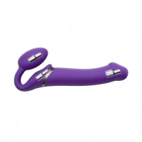 Безремінний страпон з вібрацією Strap-On-Me Vibrating Violet M, діаметр 3,8 см, пульт ДК, регульований — Переглянути зображення 4