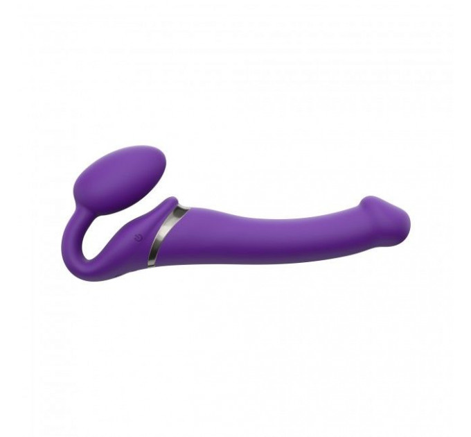 Безремінний страпон з вібрацією Strap-On-Me Vibrating Violet M, діаметр 3,8 см, пульт ДК, регульований