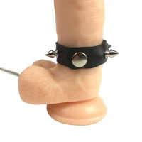 Кільце для пеніса Penis Ring із шипами та повідцем, натуральна шкіра — Переглянути зображення 5