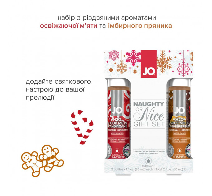 Набір лубрикантів JO Naughty or Nice Gift Set – Candy Cane & Gingerbread (2×30 мл)