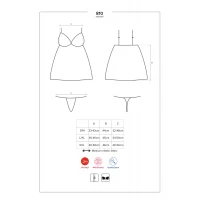 Сатиновий пеньюар із мереживом Obsessive 810-BAB-1 babydoll &amp; thong S/M, чорний, пеньюар, танга — Просмотреть изображение 7